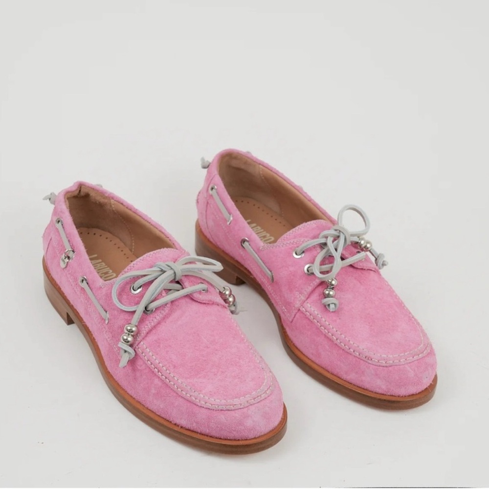 Labucq Nelson Pink Suede Boat Shoe Loafers 37=6.5-7US